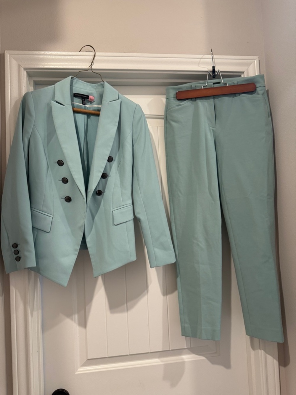 White House Black Market Mint Green Double-Breasted Blazer & Pants Set